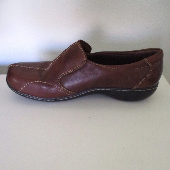 Clarks bendables Womens Brown Leather Loafer - Size 9.5M - Picture 5 of 9
